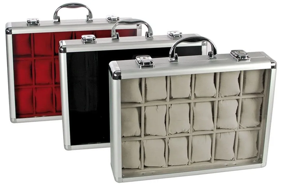 Safe 266 portaorologi alluminio velluto per 18 orologi