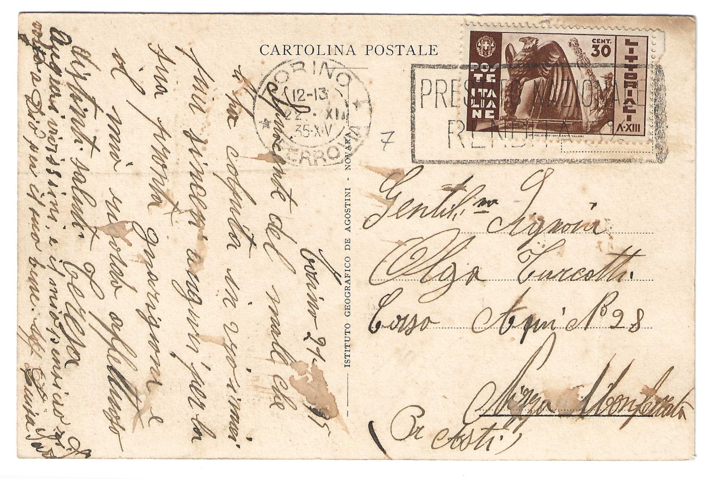 TS Collezionismo Filatelia Sassone 378 cartolina 30c Littoriali 1935