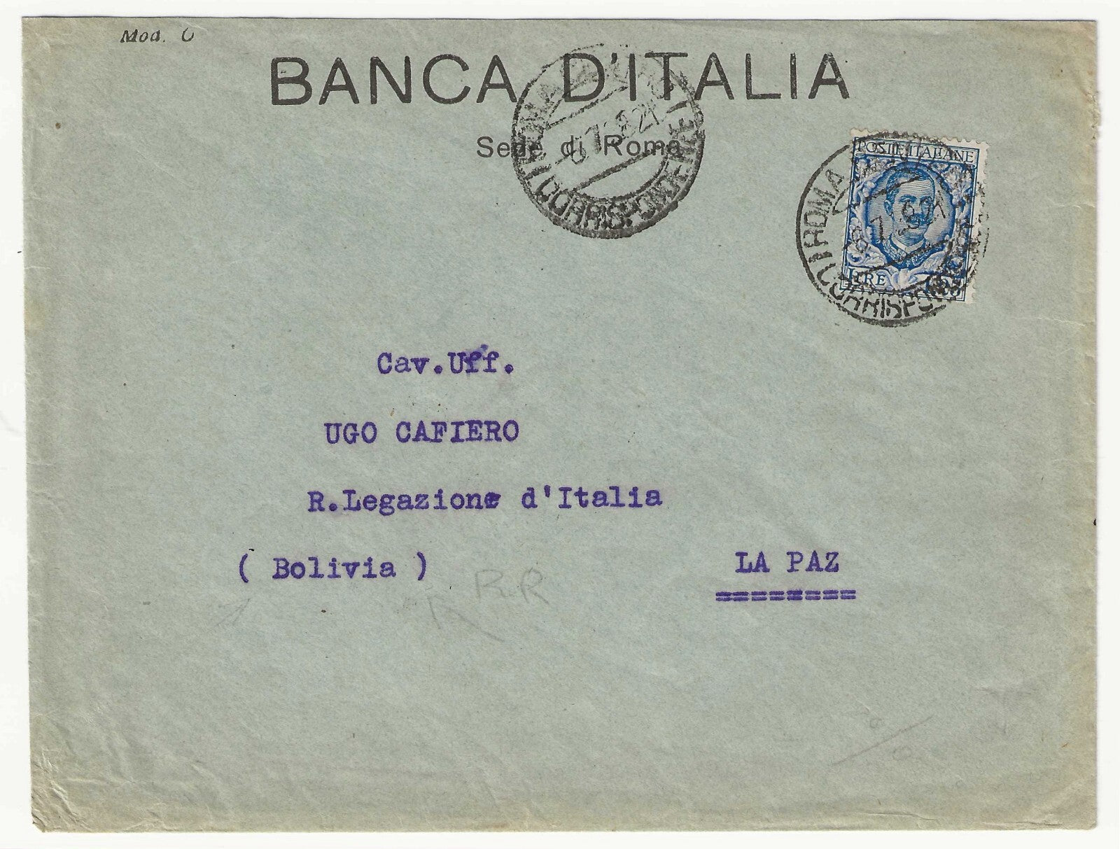 TS Collezionismo Filatelia 1926 Regno Busta La Paz Bolivia 1,25 Floreale