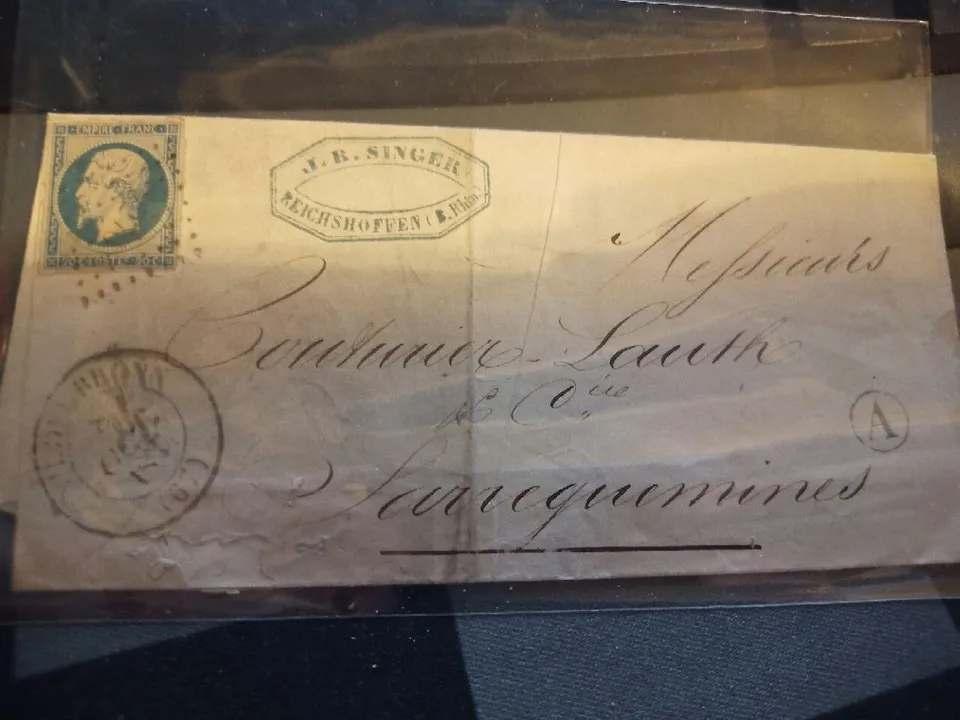 Francia 1852-61 Francobollo 20 Cent Napoleone III su busta