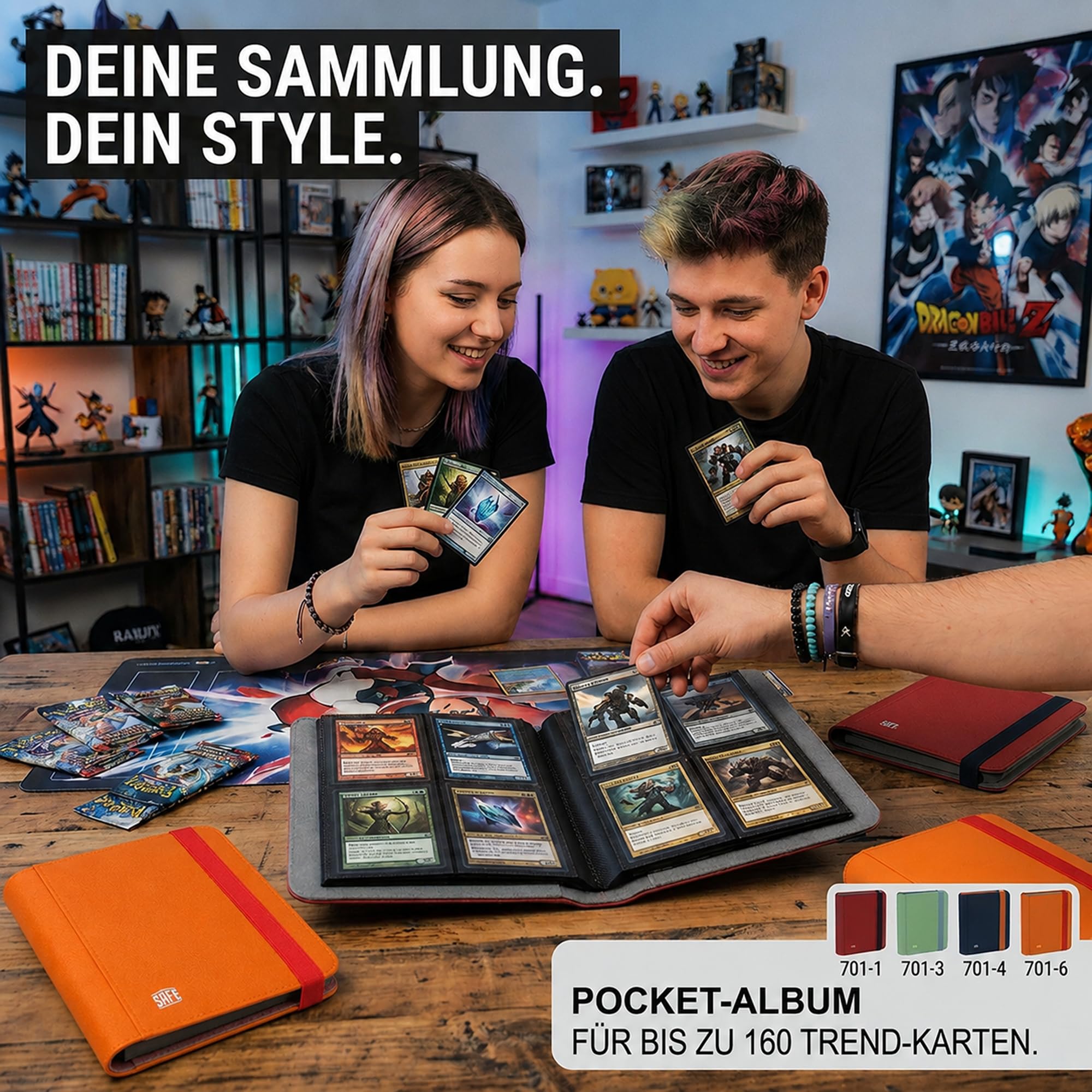 Safe Sammelkarten Album 160 Carte Arancione Soft-Touch Elastico