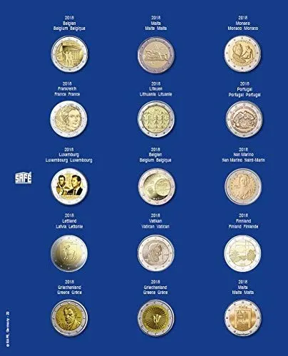 Safe Zusatzblätter 7822-22 foglio 2 euro 2018 per TOPset