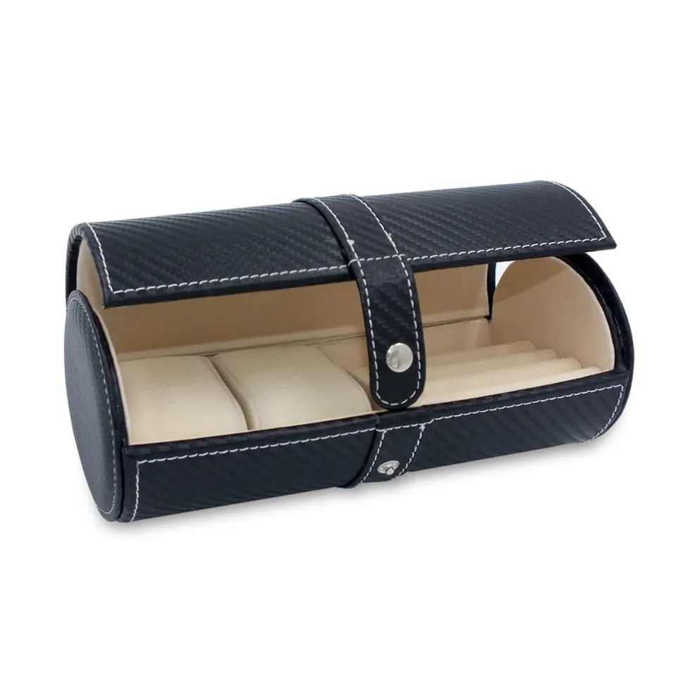 Safe Uhren & Schmuck portagioie legno intarsiato ecopelle nera