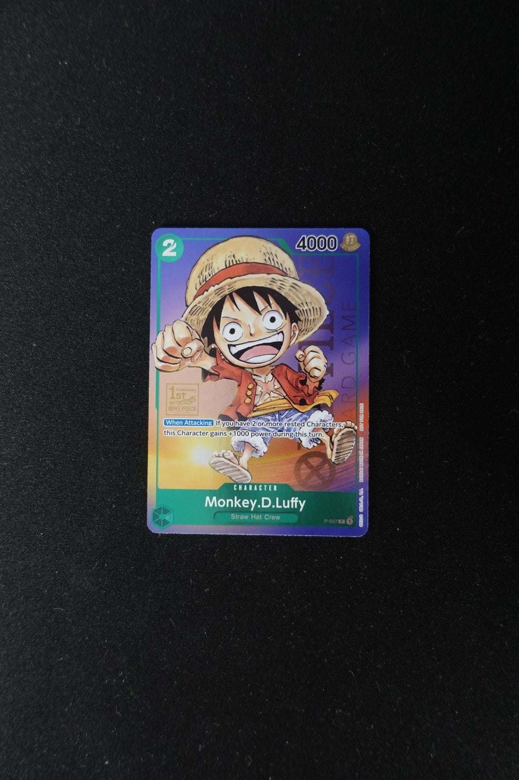 One Piece TCG Luffy P037 carta promo Rare 1st Anniversary inglese