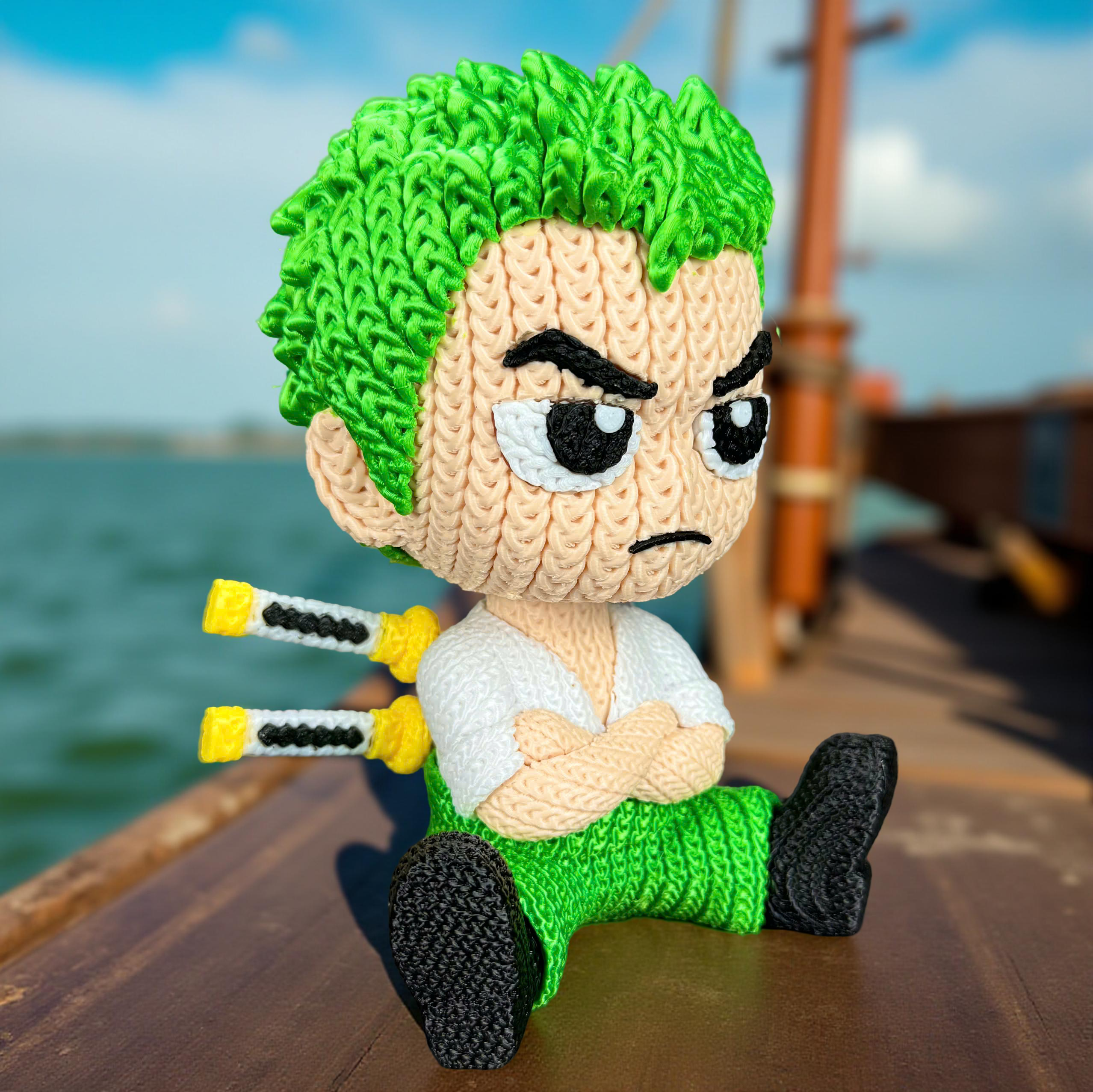 Stampe Incantate Zoro Statua Crochet PLA Spada in Bocca