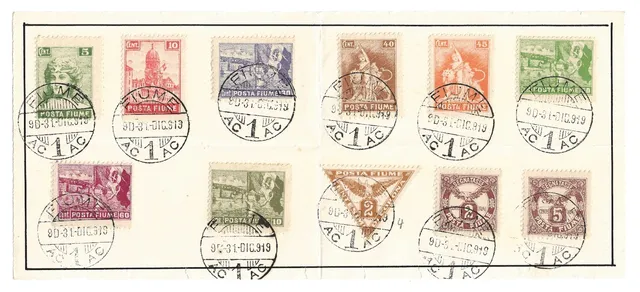 Fiume 1919 Vedute Allegorie Serie Foglio Filatelico Usato Sassone