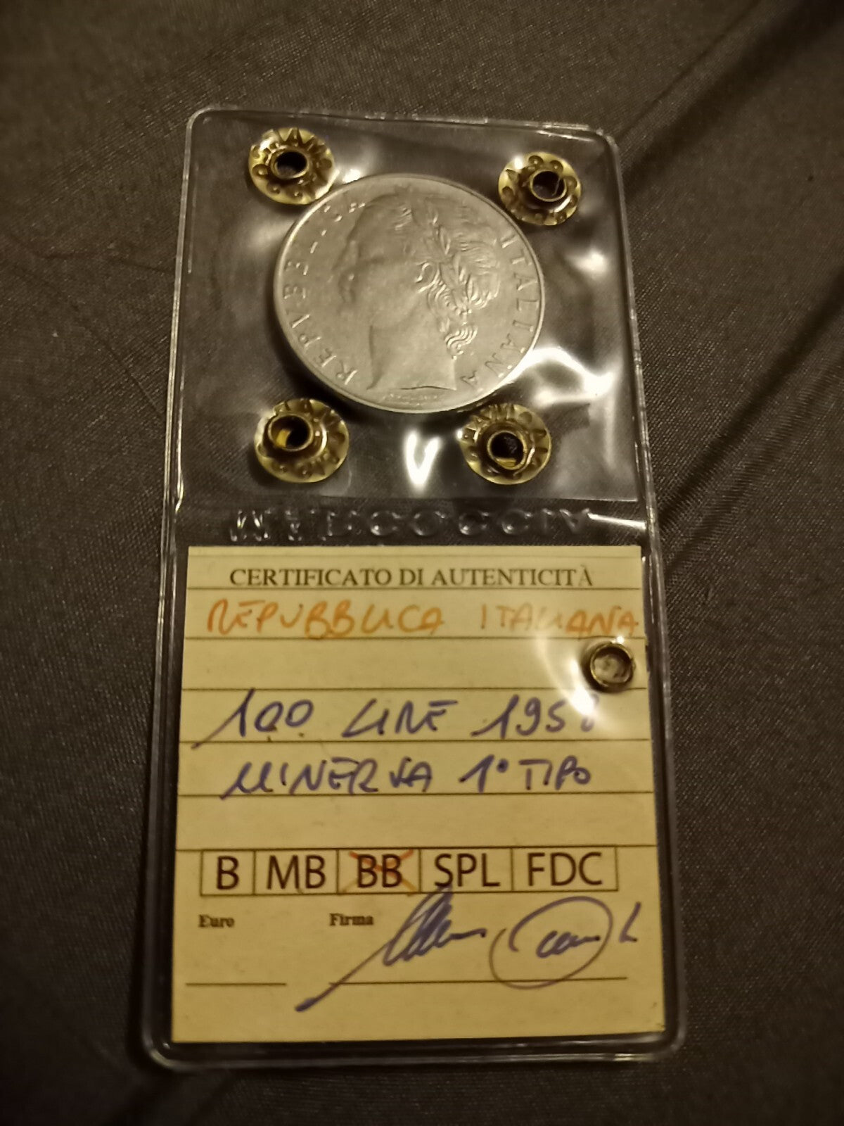 TS Collezionismo Numismatica Repubblica 100 Lire 1958 BB Periziata