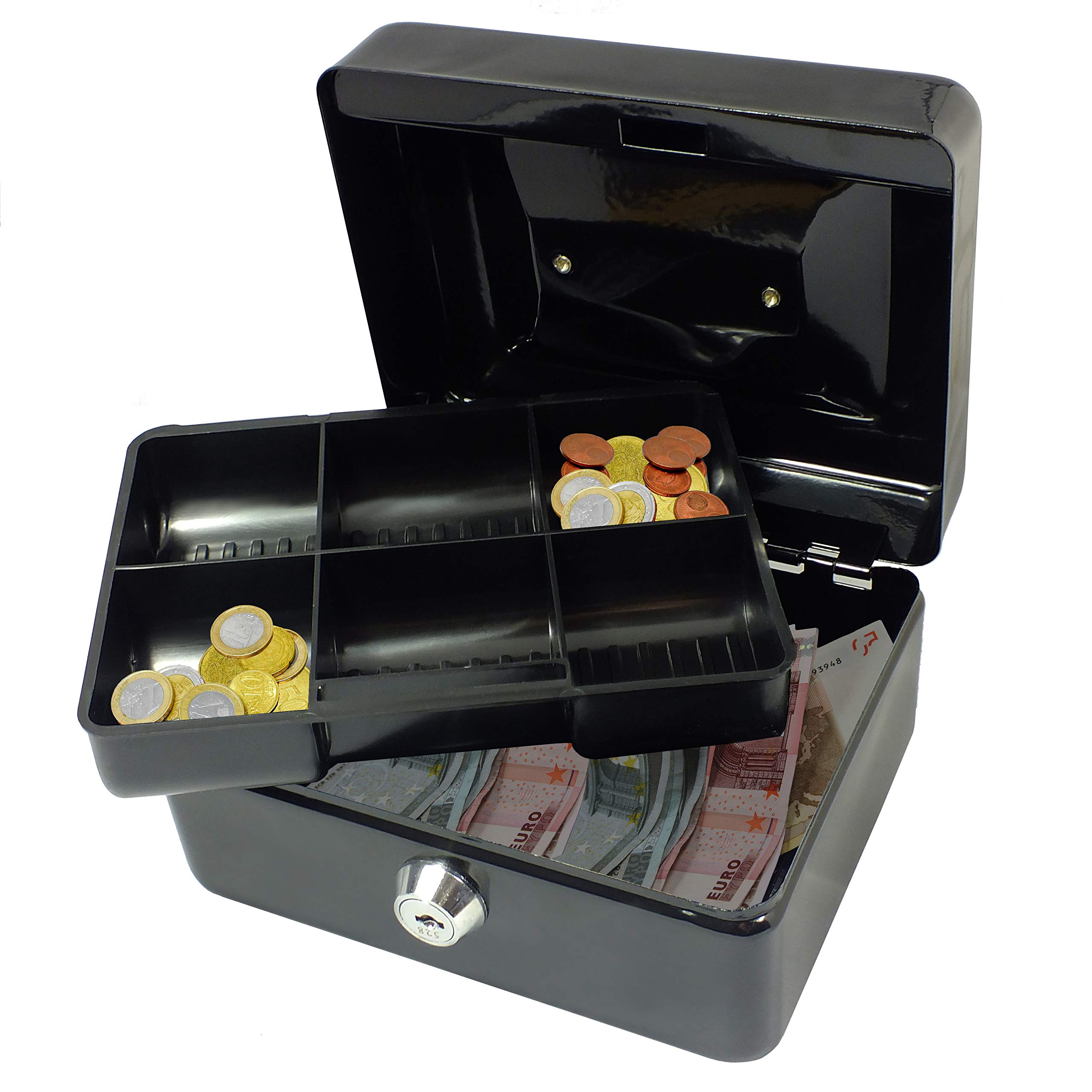 SAFE Cassetta Portavalori Nera 18x25x9 cm con Chiave Acciaio