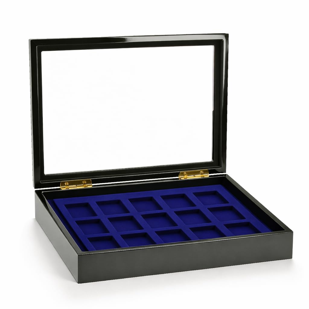 SAFE 5901 vetrina 15 scomparti accendini nero velluto blu