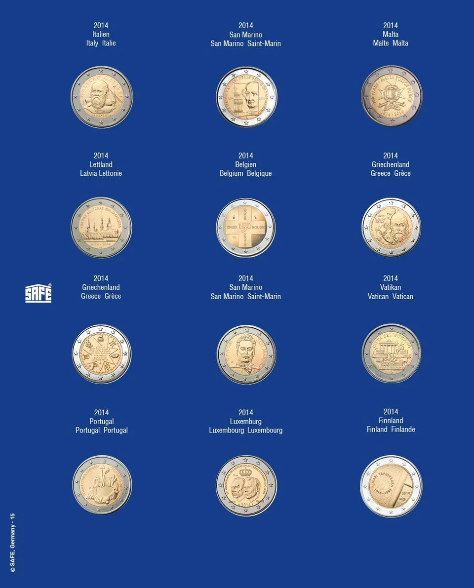 Safe Zusatzblätter 7302-15 Foglio 2 Euro 2014 per Capsule