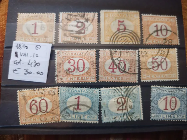 TS Collezionismo Filatelia Segnatasse 1870 10 Valori Usati Regno